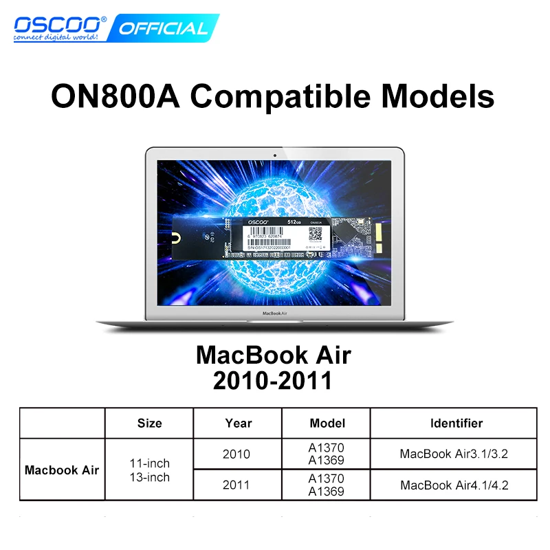 Disco de Estado Sólido Interno para Macbook Air Disco Rígido Atualização de Capacidade Sata3 256gb 512gb 1tb 2010 2011 A1369 A1370 - Imagem 2