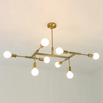 

Modern Pendant Light 8Head Gold Pendant Lamp E27 LED Edison light bulb hanglamp Lamparas Loft living room Home Lighting Fixtures