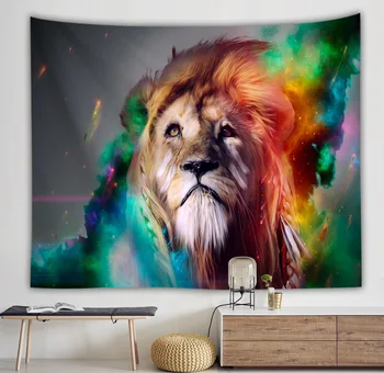 

Yaapeet Polyester Dark Lion Printed Wall Tapestry Tiger Pattern Hanging Tapestry Retro Fashion Animal Wall Protection Decoration