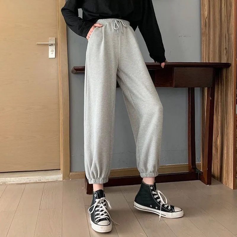 Women High Waist Drawstring Jogging Pants Plus Size Female New Fashion Solid Color Loose Harem Trousers Ladies Casual Pants Women High Waist Drawstring Jogging Pants Plus Size Female New Fashion Solid Color Loose Harem Trousers Ladies Casual Pants