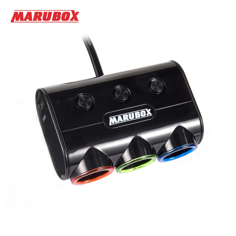 Marubox M11 Разветвитель пригуривателя в автомобиль 3 гнезда с 2USB 3.1A пригуривателя мощность 120 Ватт Длина кабеля 1 метр