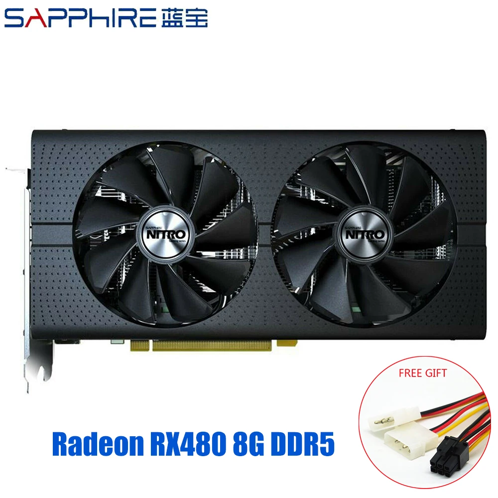 Видеокарта SAPPHIRE Radeon RX 480 для игрового ПК видеокарта GPU RX480 256bit 8 ГБ GDDR5 игровые