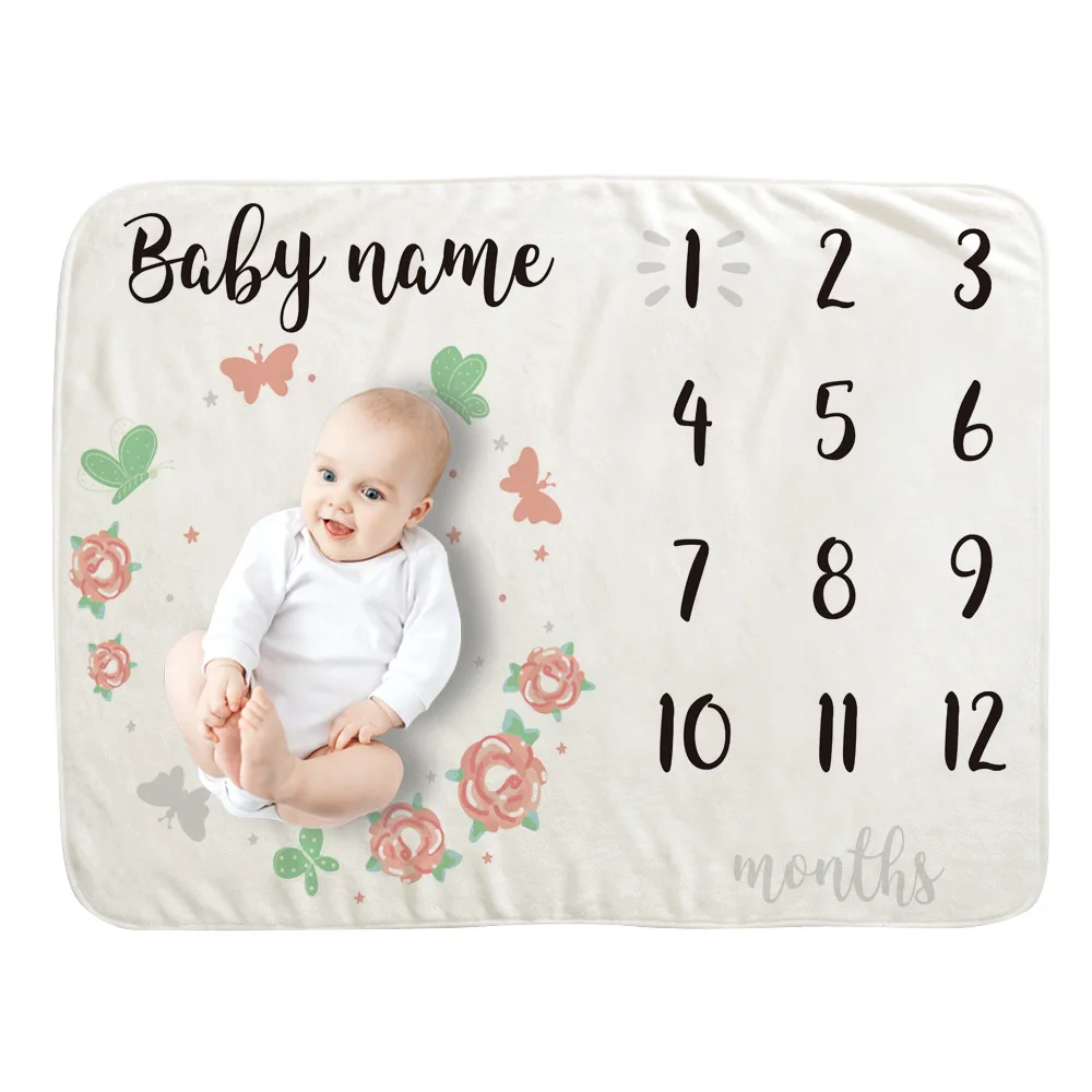 Newborn Baby Milestone Blankets Soft Flannel Infant Baby Monthly Photography Prop Background Blanket For Baby Wings Floral Frame maternity photography packages near me Baby Souvenirs