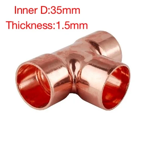 

5Pieces/Lot Inner Diameter:35mm Thickness:1.5mm Copper Welding T-Shaped Tee Pipe Refrigeration Accessories