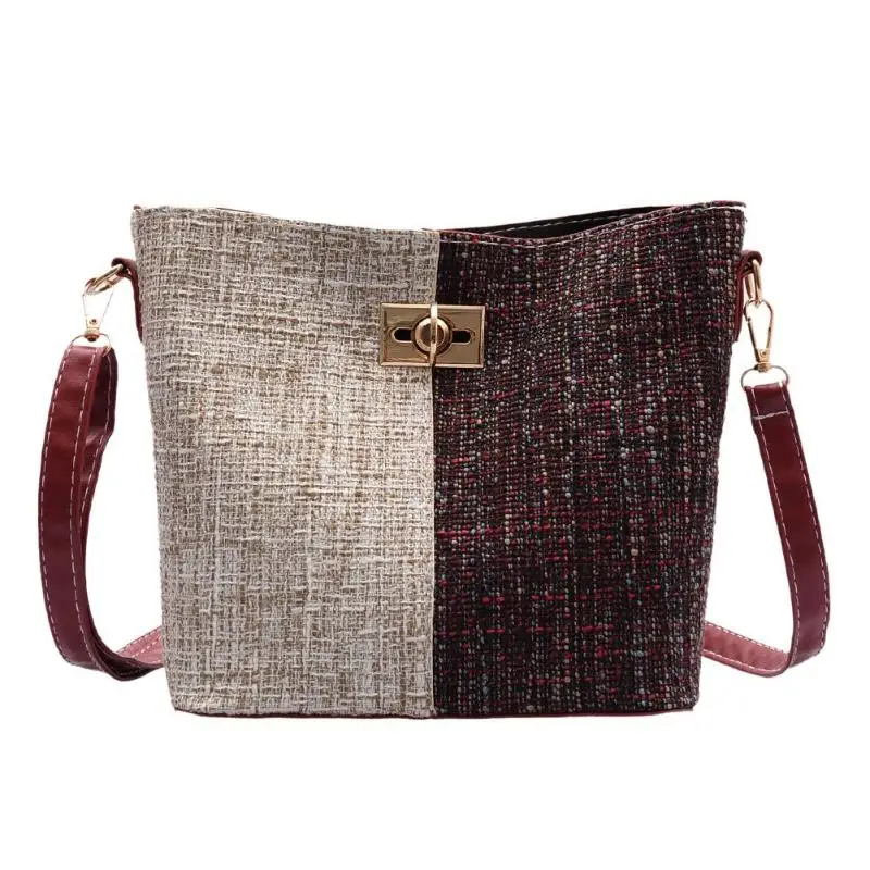 

Hot Sale Handbag Hit Color Wear-resistant Fashion Woolen Crossbody Shoulder Handbags Women Casual Shopping Messenger Bags