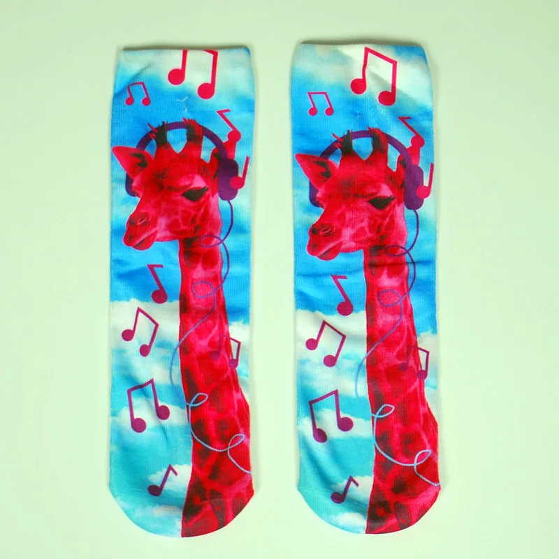 Giraffe Милые женские носки с объемным принтом, 24 цвета, модные забавные короткие женские носки в стиле Харадзюку, носки в стиле хип-хоп - Цвет: Giraffe
