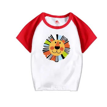

2020 Summer New Children's Clothing Short-sleeved Cotton T-shirt Children's Lion Print Large Size Loose T-shirt Kids Clothes 2-8