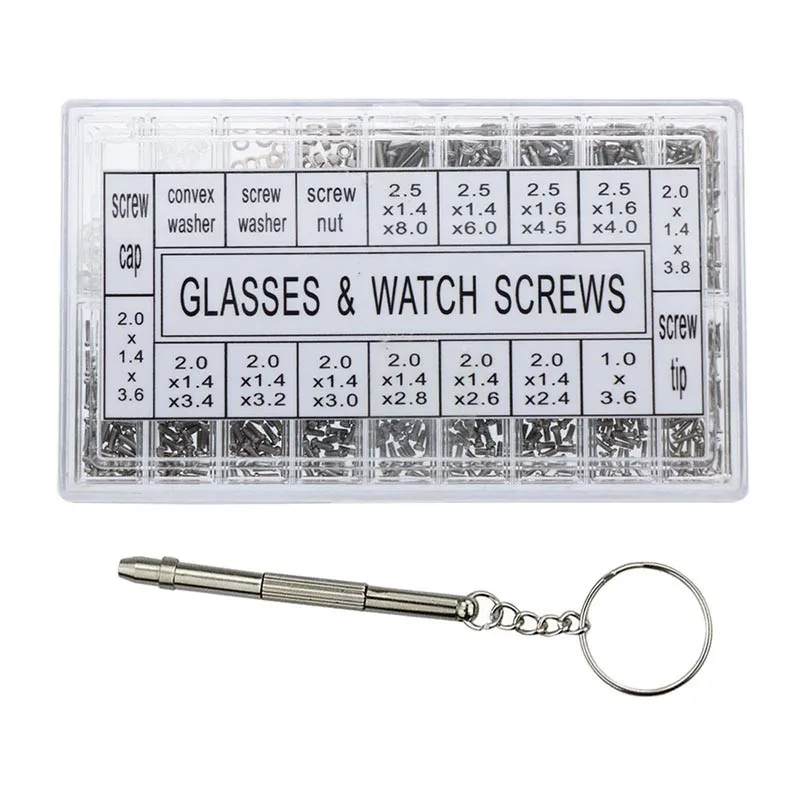 

1000pcs Nuts Screwdriver Repair Set Tool Kits Stainless Steel For Glasses Sunglass Watch Spectacles Phone Tablet Screws ZA