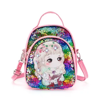 

Trend Sequins Cute Bag Leather Children's Bag Shoulder Bag Messenger Fashion Bag cute small backpacks for girls bolsa feminina