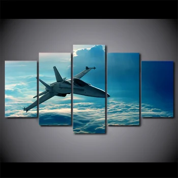 

5 Panel Canvas Painting Airplane Flying In Clouds Wall Pictures For Living Room Home Decor Canvas Painting