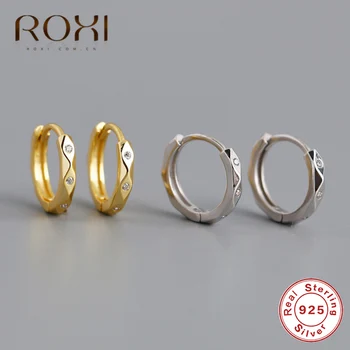 

ROXI 100% Real 925 Sterling Silver Crystal Circle Earring For Women Making Jewelry Gift Wedding Party Small Stud Earrings Brinco