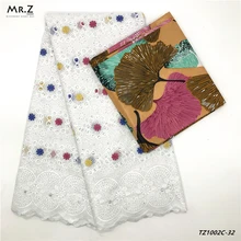 Mr. Z ушко большое хлопковое кружево «швейцарская вуаль» ткань для ткани 2,5 ярдов Южная Африка имитирует шелк Атлас печатных материалов 3 ярдов