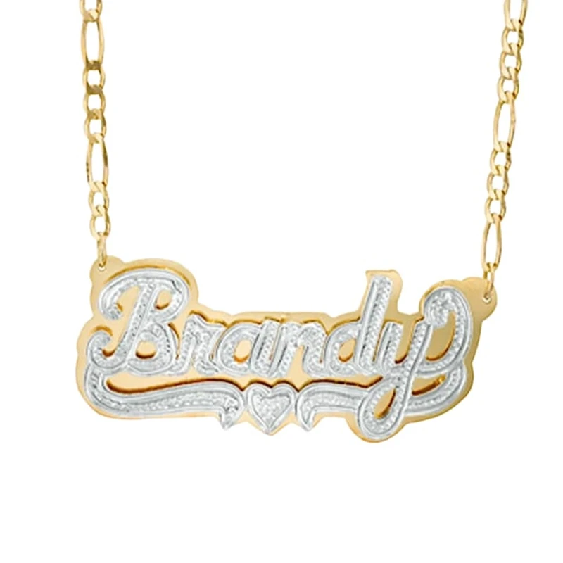 Customized Double Name Necklace 18k Gold Plated Nameplate 3d 