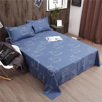 

7 1 Piece 100% Cotton Cartoon Whale Flat Sheet For Children Adults Single Double Cute Fish Bed Flat Bedsheets