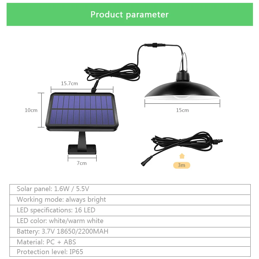 Double Head Solar Pendant Light Outdoor Indoor Solar Lamp With Line Warm WhiteWhite Solar Lighting For Camping Garden Yard (3)