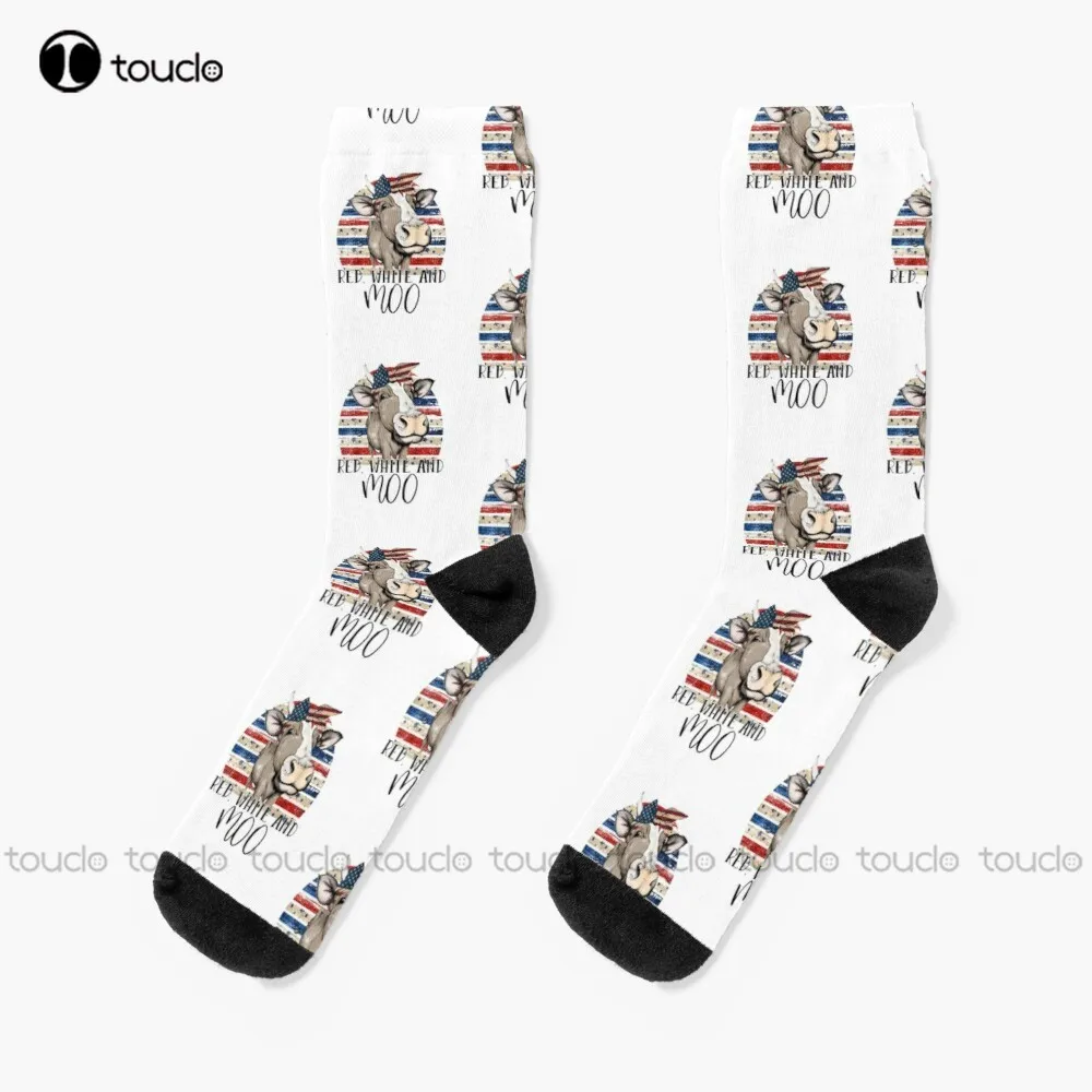 

Red White Moo Blue Mighty Moo Cowpens Sc South Funny Socks Mens Novelty Socks Christmas Fashion New Year Gift 360° Digital Print