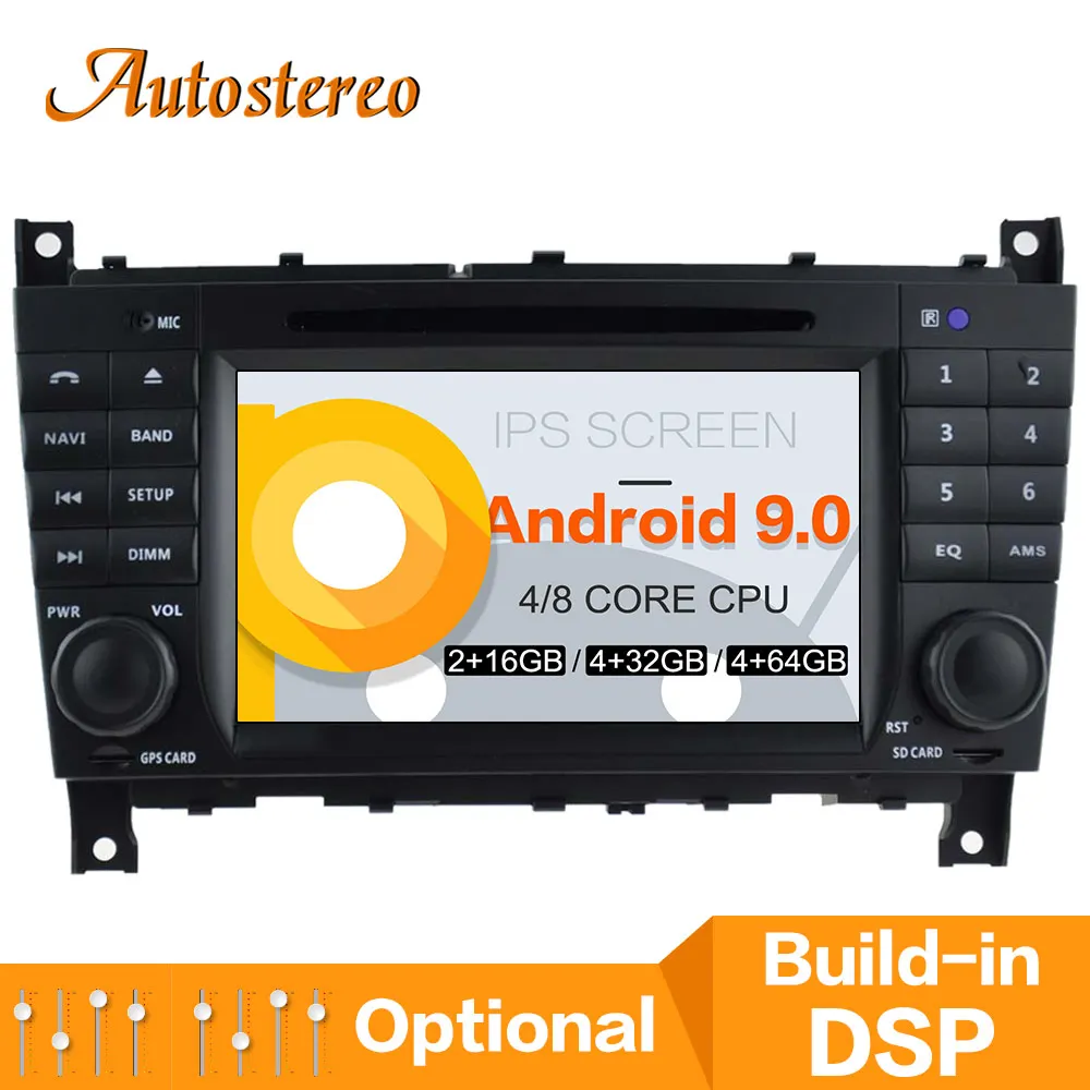 DSP 64G Android 9 автомобильный dvd-плеер gps навигация для Benz C-Class W203 2004-2007 Авто головное устройство Мультимедиа Радио магнитофон