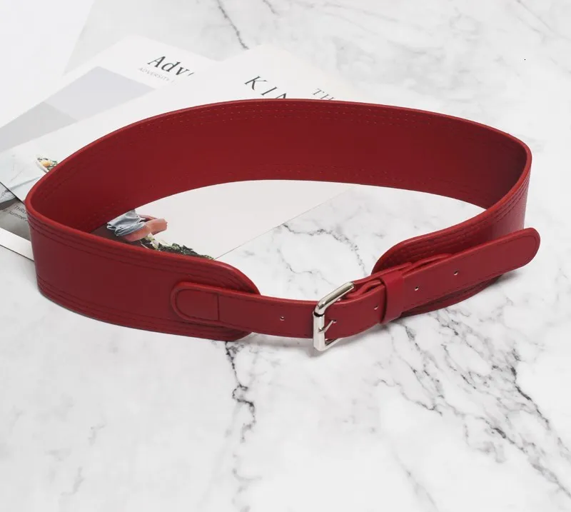 red SeeBeautiful, новая мода, Осень-зима, квадратная пряжка из искусственной кожи, регулируемый пояс, ремни для женщин Q622 - Цвет: red