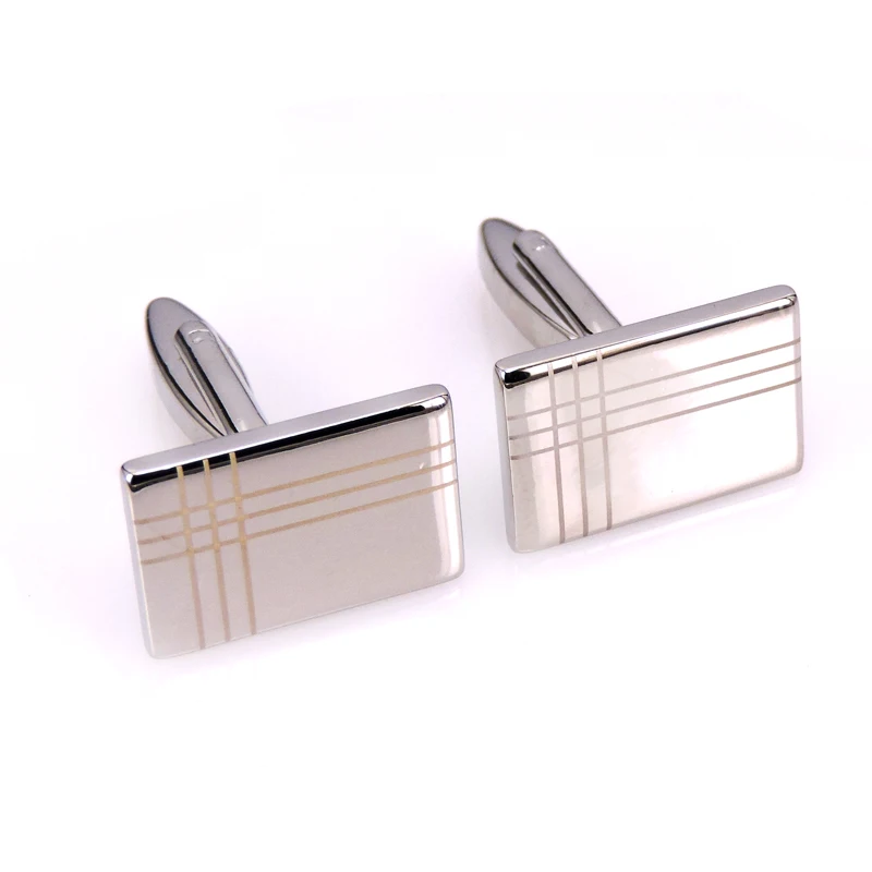 

New high quality men's French shirt Cufflinks silvery square laser stripe Cufflinks wholesale / retail