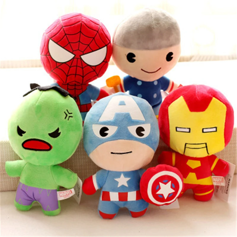 12CM Marvel Avenger Spiderman Plush Toys Movie Dolls Soft Stuffed Hero Captain America Iron Thor Christmas Gift for Kids | Игрушки и