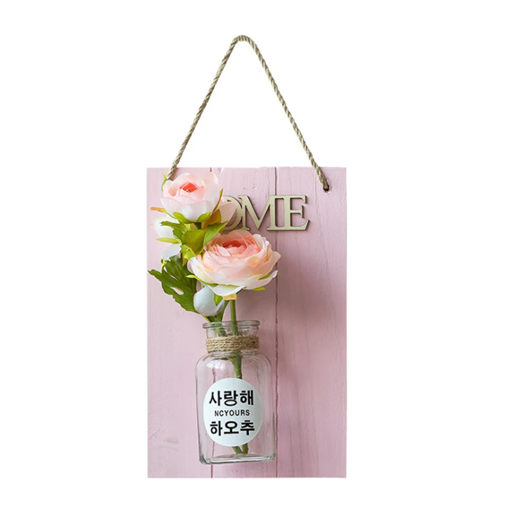 Стеклянная и деревянная ваза-Террариум Вертикальная настенная подвесная гидропоника горшок для дерева бонсай настенная украшение для комнаты - Цвет: Розовый