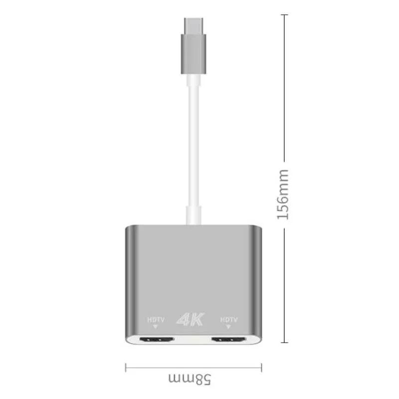 Usb type C к HDMI адаптер USB C к двойному HDMI кабель конвертер «Папа-мама» для Macbook Chromebook samsung S8 huawei