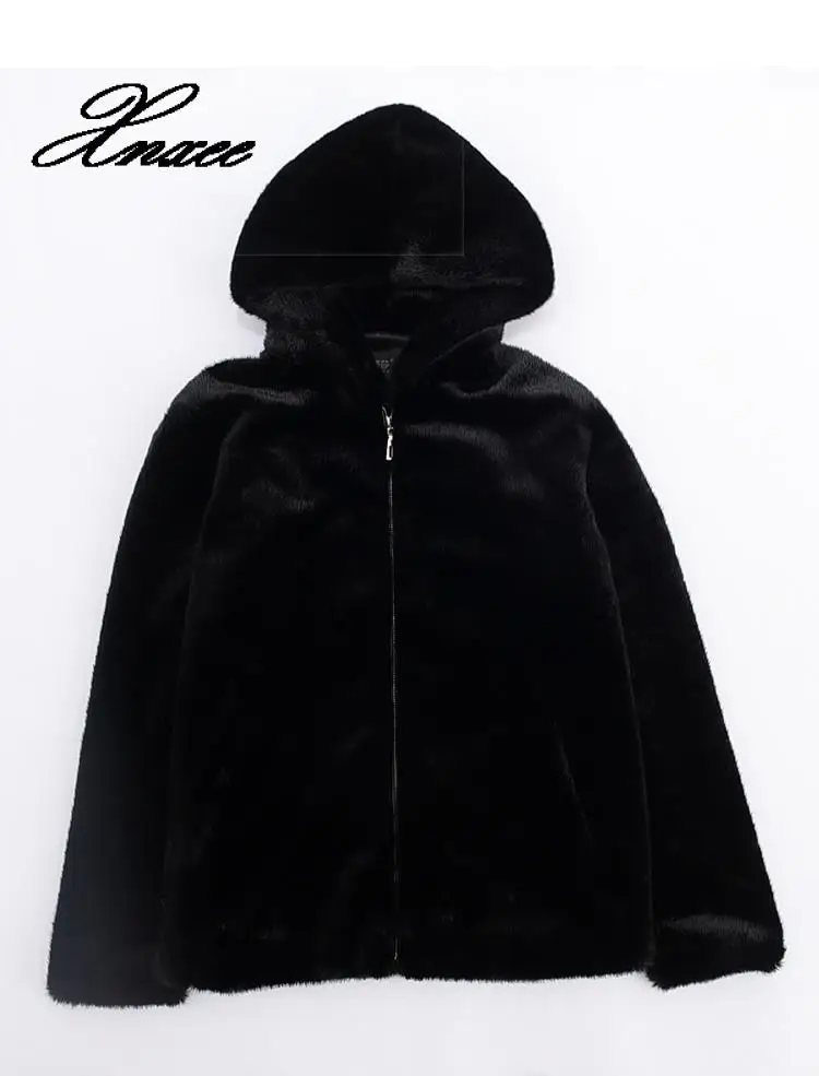 Xnxee Осенняя кожаная куртка из искусственной норки, Мужская зимняя утолщенная теплая меховая кожаная короткая куртка, мужские тонкие куртки черного цвета 5XL