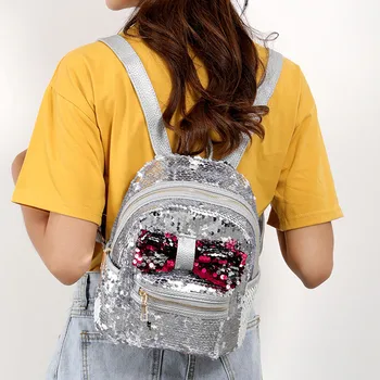 

Fashion Sequins Bow Tie School Bag Backpack Satchel Women Travel Shoulder Bag Female Ladies School colorful Backpack For Teenage