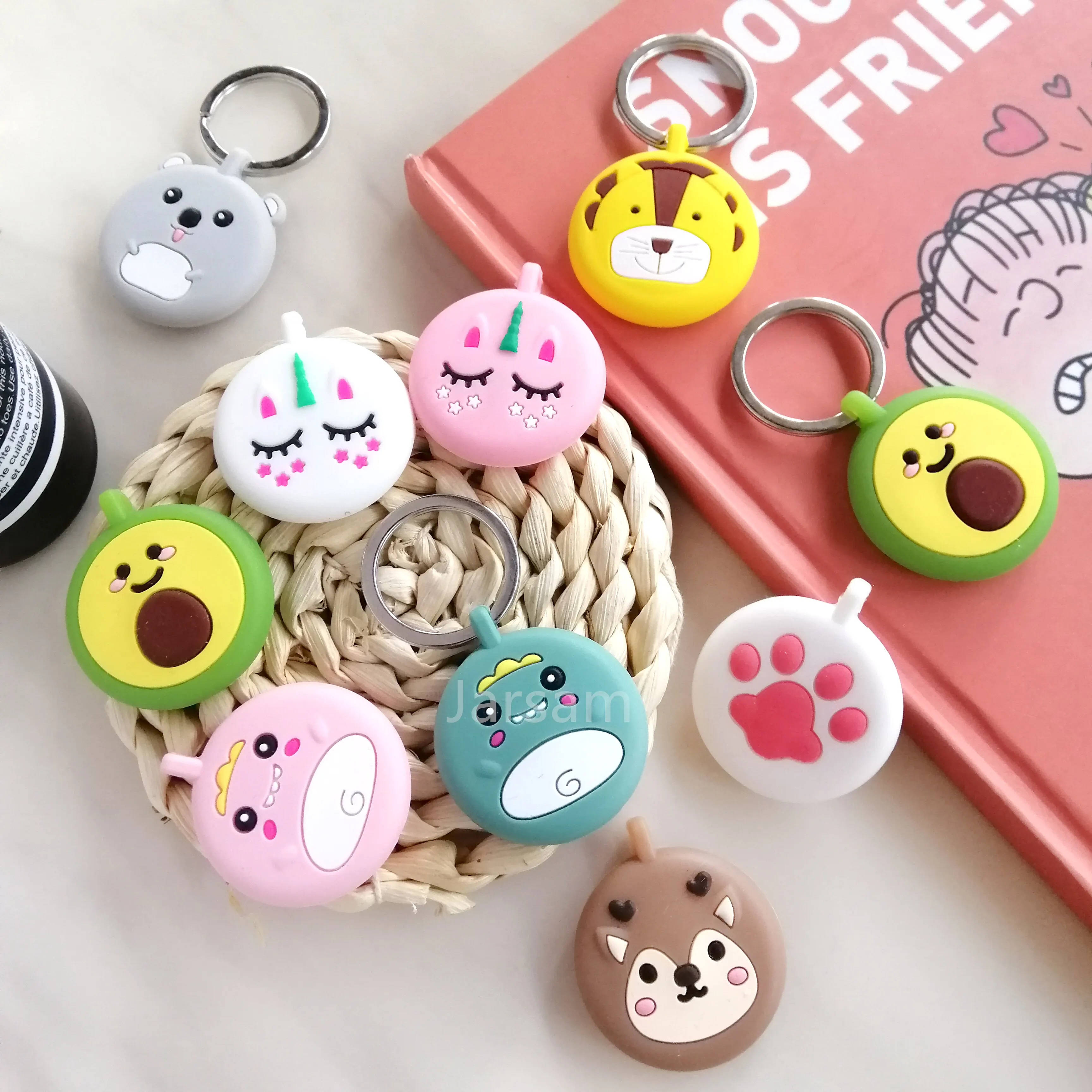 Lovely Cartoon Silicone Soft Protective Sleeve For AirTag Keychain Pet Child Anti-lost Device for Air Tag Protect Case Cover