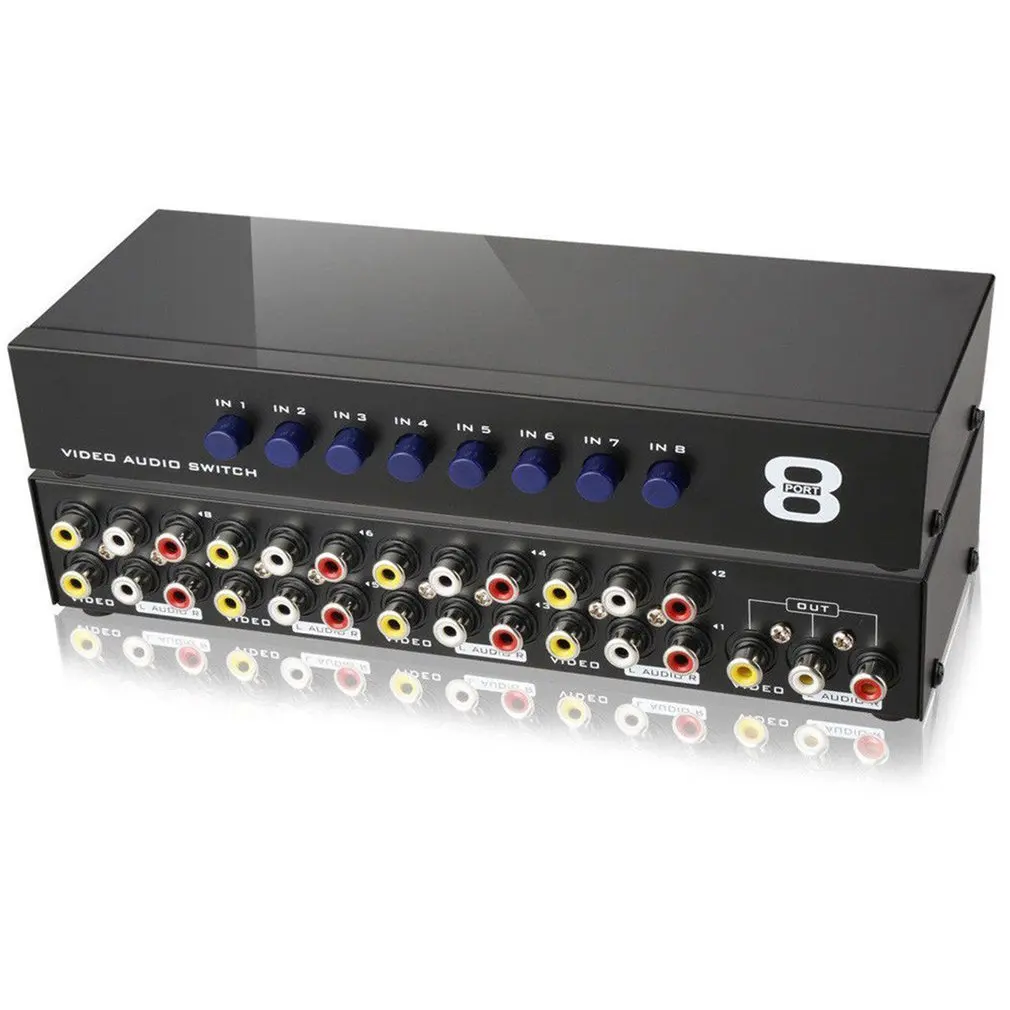 AV Switch Box Composite Selector 8 Port RCA Audio Video 8 In 1 Out To TV Swithcer Adapter for DVD HDTV Converter
