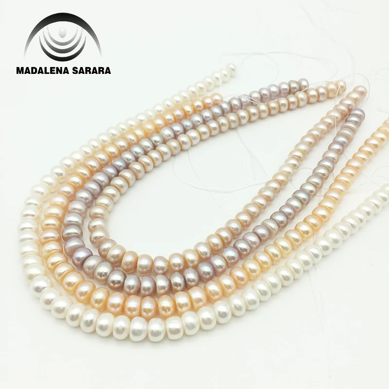 

MADALENA SARARA 9-10mm Round Button Shape Freshwater Pearl Strand For DIY Jewelry Making 40-42pcs/Strand