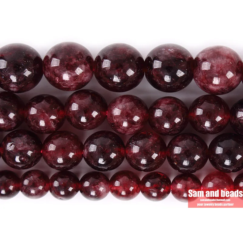 Granate Rojo Oscuro Natural Gemstone redonda suelta granos para la fabricación de joyas 15" Reino Unido 