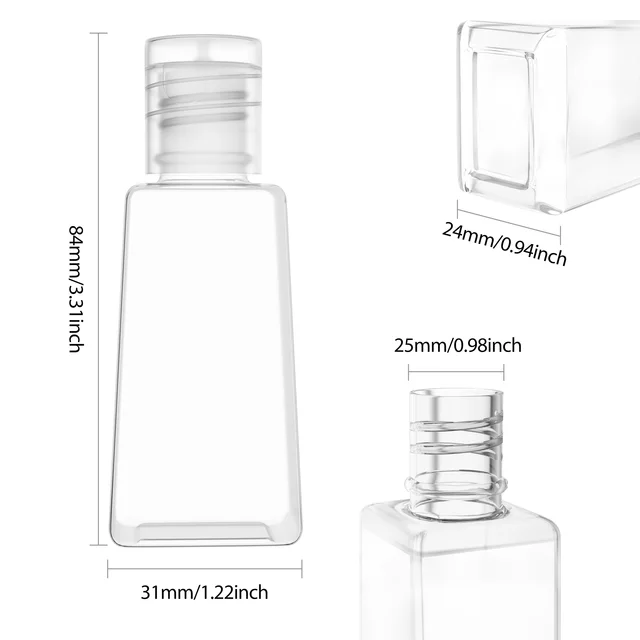 10PCS 30ml Trapezoidal Empty Hand Sanitizer Bottles Refillable Container Transparent Gel Bottle Travel Cosmetic Makeup Container 6