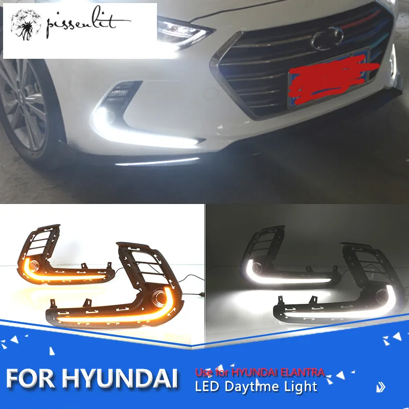 

For Hyundai Elantra 2016 2017 2018 Accessories Turn Yellow Signal Relay 12V Car DRL Lamp Waterproof LED Daytime Running Light