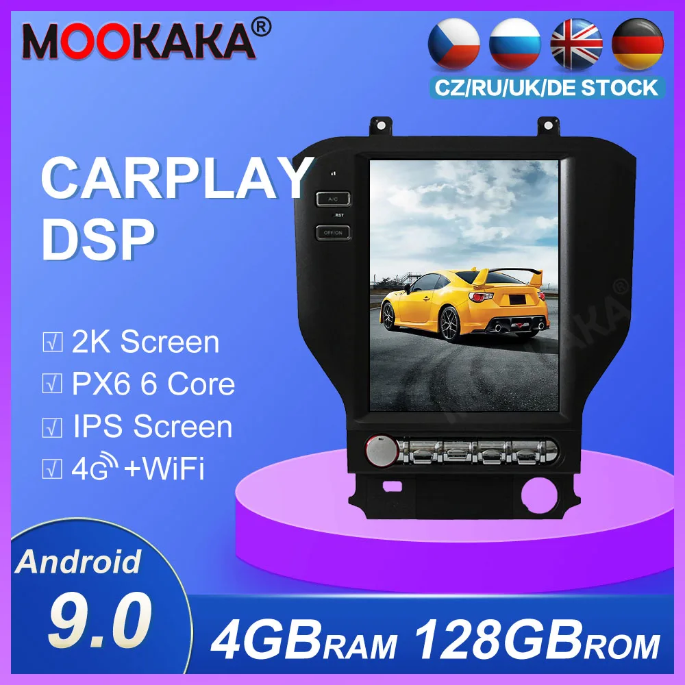 For Ford Mustang 2015-2019 128GB Vertical Screen Tesla Style Android 9.0 Car Multimedia Player GPS Radio Audio Stereo Head Unit |