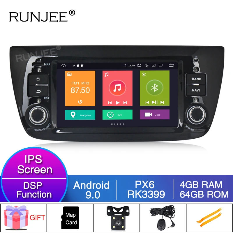 RUNJEE 6 2 дюймов Android 9 PX6 4G + 64G Автомобильный мультимедийный плеер для Fiat Doblo Opel Combo Tour