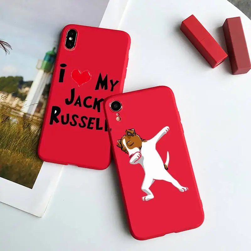 

Cute Animal Jack Russell Terrier Dog Phone Case Candy Color for iPhone 6 7 8 11 12 s mini pro X XS XR MAX Plus