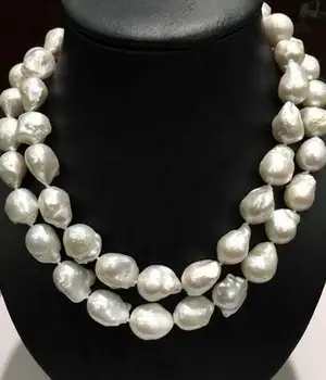 

13-18MM NATURAL GENUINE SOUTH SEA WHITE BAROQUE PEARL NECKLACE