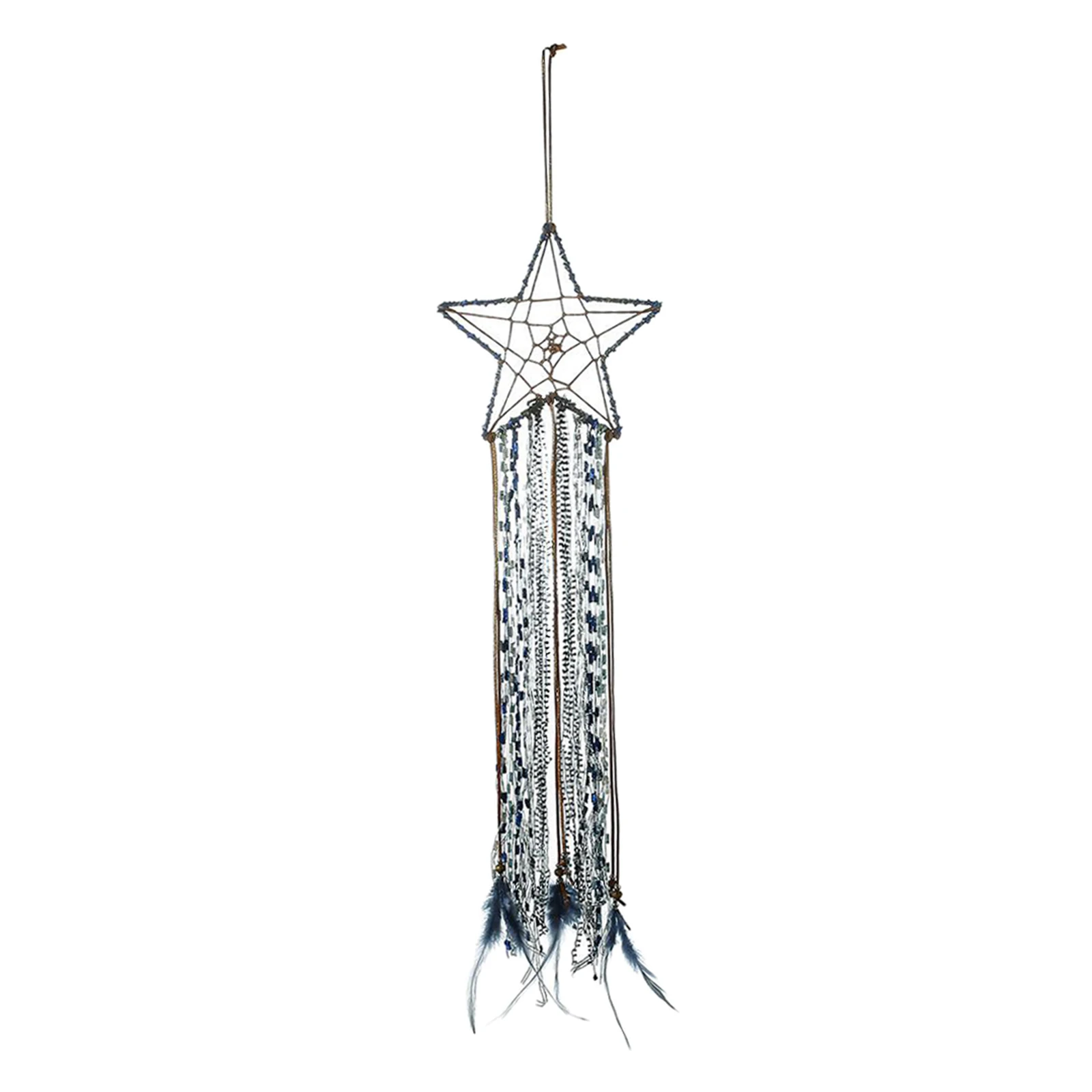 Star Dream Catcher Total Length 80cm/31'' Iron Cotton Bohemian Tapestry Home Wall Boho Decor Macrame Hanging