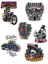  Punk Patches Motorcycle Heat Transfers Patch Iron On Transfers For Clothing Horror Movie Jacket Rock Sticker For T-Shirt 