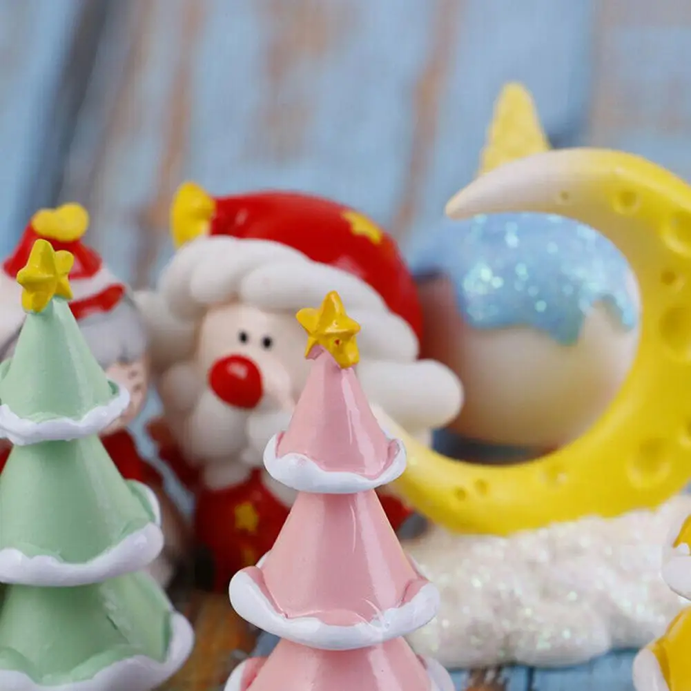 Снеговик дорогой Санта Клаус дерево миниатюрная фигурка мини рождественские фигурки украшения DIY садовый орнамент смолы ремесло Детские игрушки
