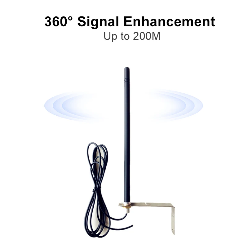 Up to 250m Outdoor Antena 433MHz Garage Gate Remote Control Radio Signal Booster Wireless Repeater 433.92 MHz RG174 2m Cable