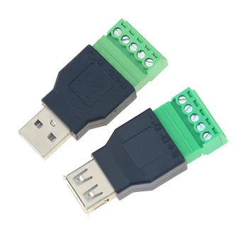 

1PCS USB Female To Screw Connector USB Plug Female Jack USB Male to 5Pin Screw Terminal For Keyboard Wiring Plug