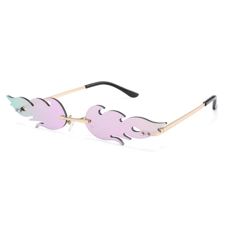 Женские солнцезащитные очки "кошачий глаз", фирменный дизайн, Ретро стиль, металлический пламенный стиль, женские солнцезащитные очки, очки UV400 - Цвет линз: pink