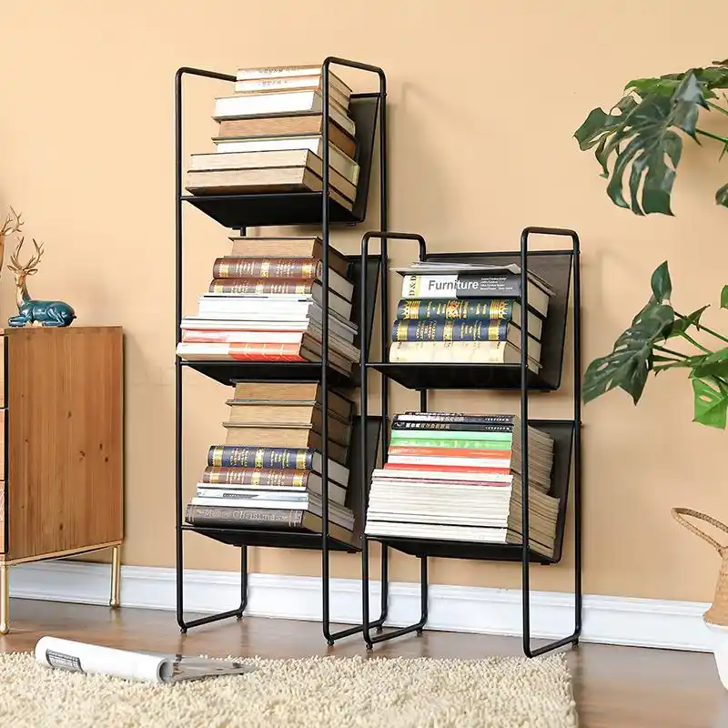 Bookshelf Shelf Wrought Iron Student Desk Book Storage Rack