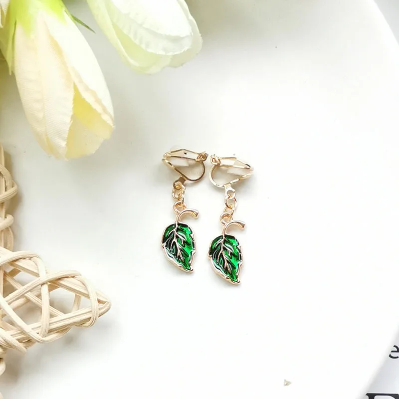 WENHQ Gold Color Cartoon Enamel Clip on Earrings Fashion Cute Small Flower Animal Cuff Earrings Ear Clip No Ear Hole ear clip earrings,clip earrings,ear clip,ear accessories