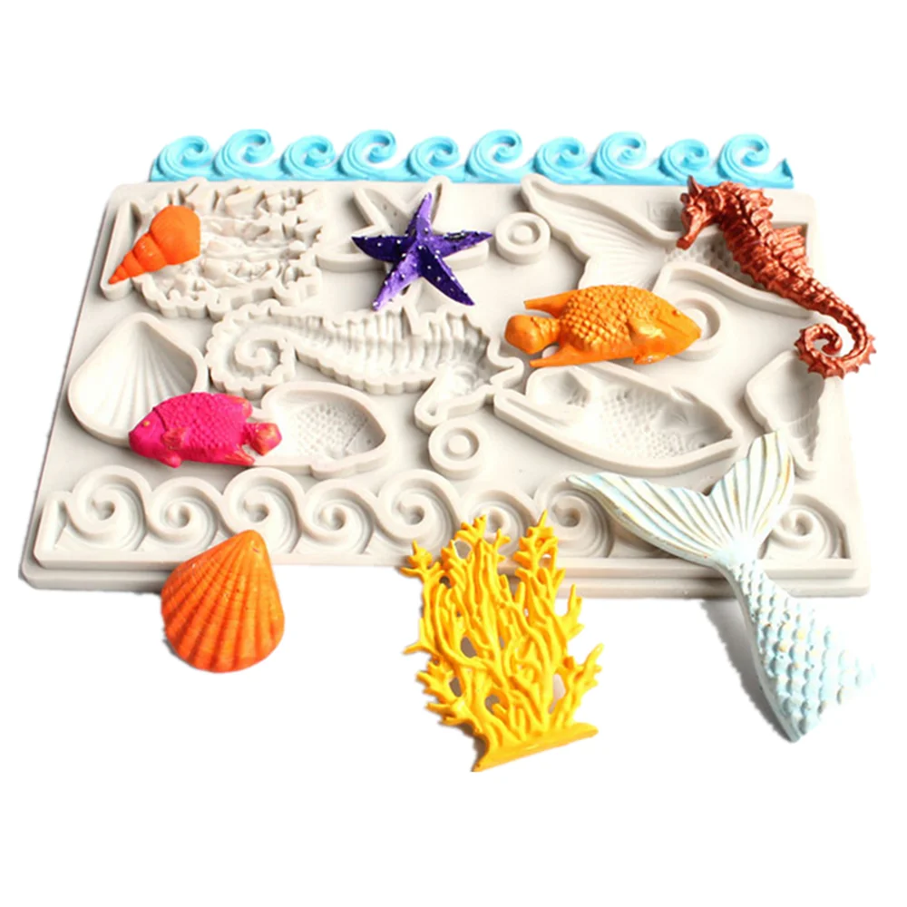 Luyou 1pcs Starfish Seahorse Fish Resin Lace Silicone Fondant Mold Cake Decorating Tools Chocolate Gumpaste Moulds FM1983 | Дом и сад