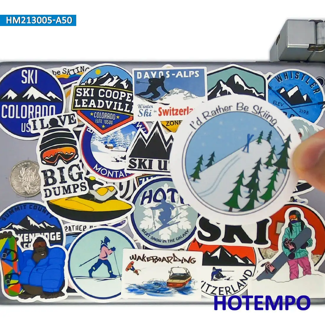 50 Stück, Ski Alpin Aufkleber, Freestyle Snowboard, Sport im Freien, für Telefon, Scrapbook, Gepäck, Tasse, Skateboard, Auto, Motorrad, Fahrrad, Helm, Journal, Laptop-Aufkleber – Detail 2