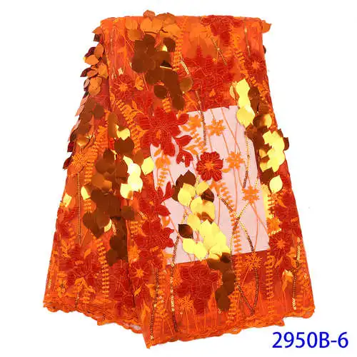 Дизайн африканская кружевная ткань с блестками кружевная ткань Высококачественная Тюлевая кружевная ткань для нигерийских вечерние платья 5 ярдов GD2950B-1 - Color: picture-6
