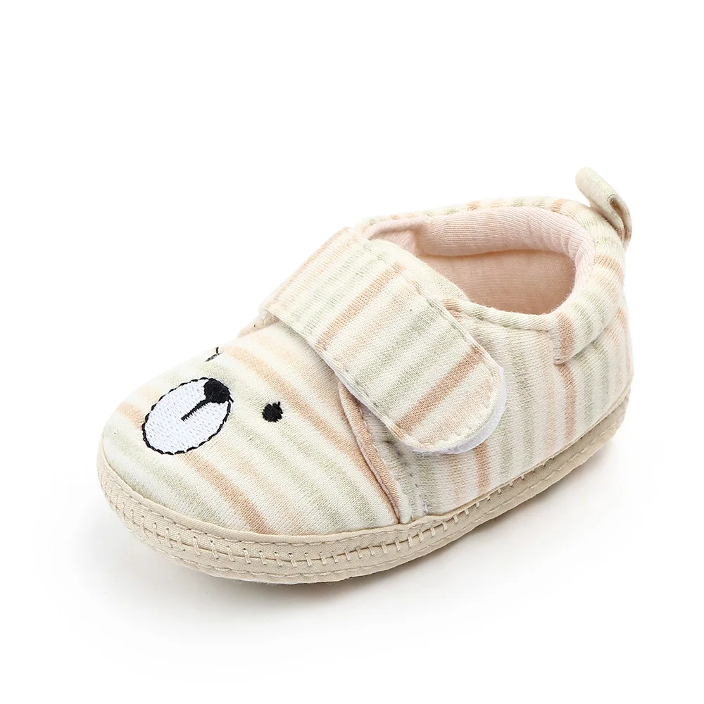 Симпатичная обувь для малышей, детская обувь с мультипликационным принтом, детская обувь для мальчиков, слипоны для маленьких девочек, обувь для малышей 0-18 месяцев - Цвет: Striped Bear